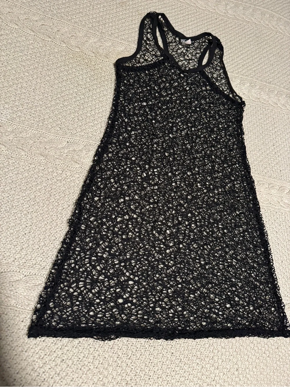 Ingear Black Crochet Open-Knit Tank Cover-Up